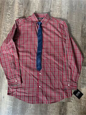 TFW Christmas Boys Long Sleeve Shirt +‎ Tie Set-Size XL